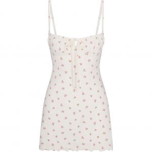 Skims Мини-платье-комбинация Valentine's Day Collection SS25 LOGO POINTELLE женское, мраморно-розовый принт ROSEBUD