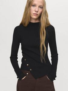 Асимметричный джемпер Botona с пуговицами Mango, Black