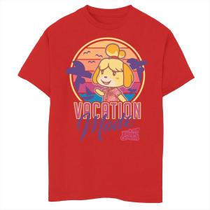 Футболка с графикой Nintendo Animal Crossing New Horizons Isabelle для мальчиков 8–20 лет, режим отпуска Licensed Character, красный