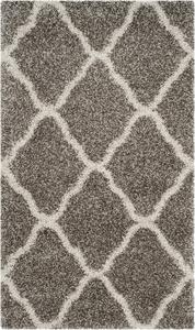 Ковер SAFAVIEH, 61 x 92 см, Hudson Shag Collection, Grey & Ivory, Trellis Design, без линьки и простой в уходе, идеально для помещений с высокой проходимостью: прихожая, гостиная, спальня (SGH283B)