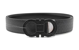 Ferragamo Кожаный ремень мужской черный ширина 3,5 см
