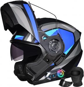 Шлем для мотоциклистов Halying, черный / синий