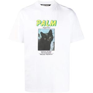 Футболка Black Cat PALM ANGELS, белая