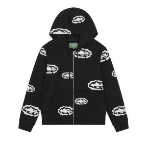 Худи Denim Tears x Corteiz Cotton Wreath Zip Hoodie, Black