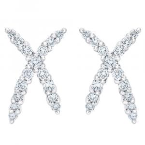 Модные женские серьги-гвоздики из 10-каратного золота с бриллиантами TW в форме буквы X, выращенными в лаборатории Pompeii2, золотой