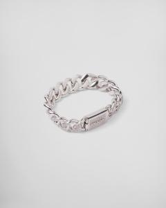 Браслет с кристаллами и логотипом Prada Prada, серебристая