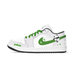 Jordan Кроссовки баскетбольные Air 1 Over Bamboo Through Cloud Unisex White Green Black устойчивые к истиранию винтажные