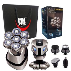 Машинка для стрижки волос JK2016 Swivel Type Razor Smart Bald Head Self-Help с нержавеющей сталью, моется полностью, 5 в 1 LARGNER, серебро
