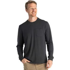 Мужская футболка Bamboo Flex с длинными рукавами и карманом Free Fly, Black Sand