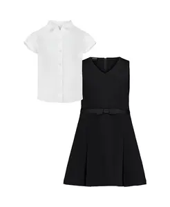 Комплект для девочек: плиссированная юбка-сарафан и рубашка из стрейч-поплина (2 предмета) Nautica, синий