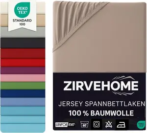 Простыня на резинке 140x200-160x200 см - Простыня на резинке джерси 100% хлопок - Комфортная простыня для матрасов глубиной до 30 см, простыня на резинке Нуга Yadetextil