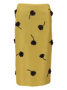 Миди-юбка с цветочными аппликациями Shushu/Tong, зеленый