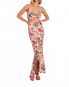 Цветочное розовое платье-комбинация CAROLINA K