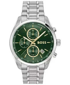 Мужские кварцевые модные часы Grand Prix 44 из нержавеющей стали с хронографом, 44,50 мм Hugo Boss, silver-tone