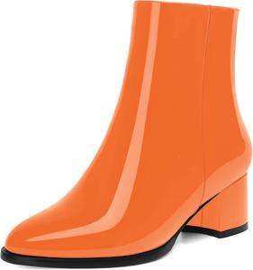 Женские лаковые вечерние ботильоны NUMALEO с молнией, круглый носок, устойчивый низкий каблук 2 дюйма