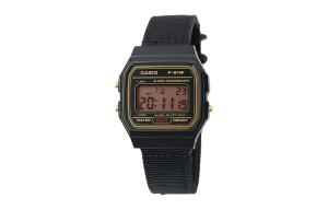 CASIO Мужские часы Retrofit Series с кварцевым механизмом и нейлоновым ремешком, черный циферблат
