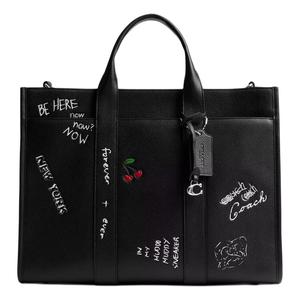 COACH Сумка-тоут из кожи с текстурой личи, шоппер, сумка через плечо, большая мужская сумка black