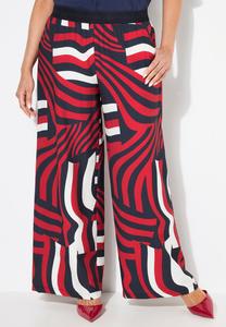 Брюки ABSTRACT PRINT WIDE LEG ELASTIC WAIST Ulla Popken, светло-розовый