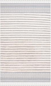 SAFAVIEH Kilim Collection ковер, 92 x 153 см, Silver & Natural, дизайн с бохо-полосами и плетеными кистями, ручной работы из хлопка, идеально для гостиной, спальни, столовой (KLC401G-3)