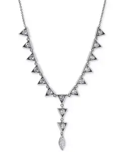 Ожерелье-Лариат с треугольным серебряным кубическим цирконием, 16 дюймов + 2 дюйма, эксклюзивно в Macy's Eliot Danori, silver