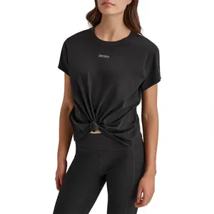 Футболка с коротким рукавом DKNY Mini Stud Logo Knot Front, черный