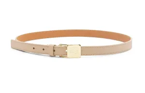 Кожаный ремень из коровьей кожи женский серый бежевый/золотой ширина 2 см LOEWE