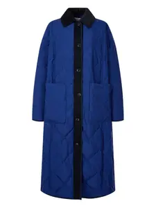 Стеганое пальто с вельветовым воротником Tomboy, синий