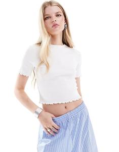 Футболка COLLUSION с ребристым краем салатового цвета белого цвета