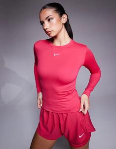 Облегающий лонгслив с длинными рукавами Nike One Training Dri-FIT розового цвета