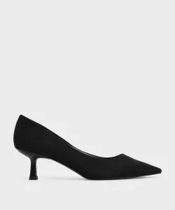 Туфли-лодочки на остром каблуке-рюмочке Charles & Keith, цвет Blacktextured