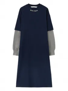 Миди-платье с многослойным дизайном и изогнутым логотипом Palm Angels, синий