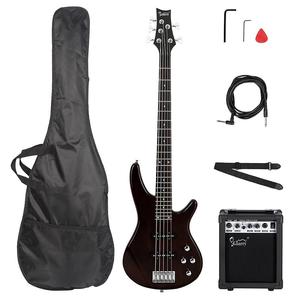 Басс гитара Glarry Brown GIB 5 String Electric Bass Guitar SS Pick-up + 20W Amplifier