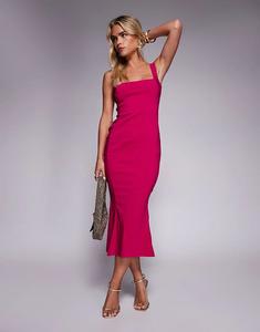 Платье миди Vesper Petite begaline без рукавов с квадратным вырезом и силуэтом «рыбий хвост» розового цвета