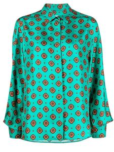 Alberto Biani шелковая рубашка с геометричным принтом, зеленый