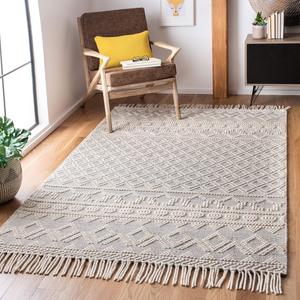 Ковер SAFAVIEH, 92 x 153 см, Natura Collection, Ivory & Grey, ручной работы из шерсти, идеален для помещений с высокой проходимостью: прихожая, гостиная, спальня (NAT351A)