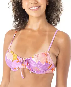 Женский топ бикини с рюшами и косточками Bell Bottom Blooms Roxy, фиолетовый