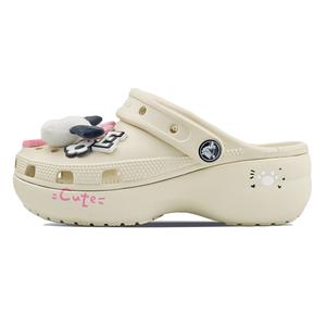 Crocs Классические платформенные клоги BNK Puppy Clogs женские костяной белый с маленьким другом щенком, цвет Little Friend Puppy
