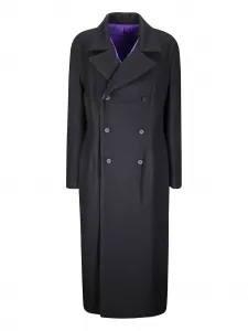 Двубортное пальто Yohji Yamamoto, черный