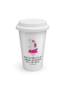 Mr. & Mrs. Panda Кофейная кружка ToGo с единорогом и балериной, надписью, белого цвета