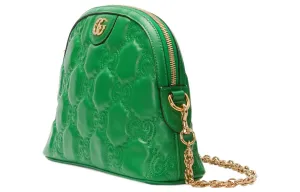 GUCCI Квилтированная кожаная сумка кроссбоди, женская сумка через плечо ярко-зеленого цвета