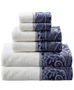 Набор жаккардовых полотенец Madison Park Aubrey, 6 шт, синий