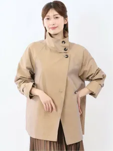 Двойной тренч с воротником-стойкой Mfeditorial, цвет 34 Camel