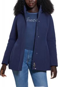 GUESS женская куртка Midlength Softshell с капюшоном, Blackened Blue