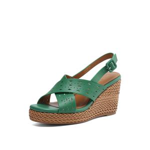 Rosa Bianca Женские сандалии на одной застежке зеленые с подкладкой из овчины, цвет Green (Sheepskin Lining)