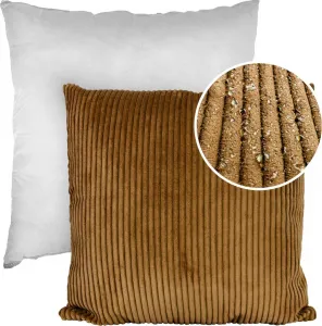 Декоративная подушка 60х60 см, чехол с наполнителем, чехол на молнии, однотонный вельветовый бархат горчичного цвета ANRO Trade GmbH