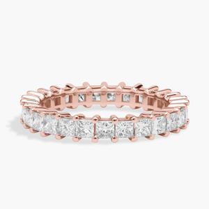 Кольцо Eternity с выращенным в лаборатории бриллиантом огранки «Принцесса» из розового золота 14 карат (2 карата, двойной - FG / VS2-SI1) Blue Nile