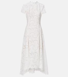 Платье миди из гипюрового кружева Oscar de la Renta, белый