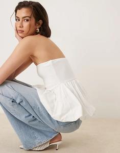 Топ-бандо YAS с подолом-пузырьком белого цвета