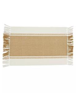 Набор подставок для столовых приборов в полоску с кисточками, 4 шт., 14 x 20 дюймов Saro Lifestyle, бежевый