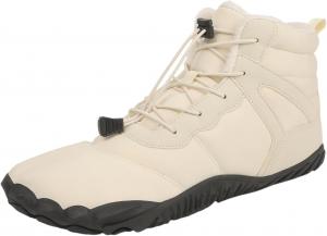 Мужские и женские зимние походные ботинки с утеплителем из искусственного меха, водонепроницаемые снежные кроссовки, обувь с широкой носочной частью, минималистичные ботинки на плоской подошве для ходьбы по снегу Kvotuu, бежевый